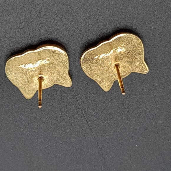 Laurel Burch Cat Face Post Earrings Gold Plated Black Enamel Vintage 1980s - Picture 4 of 10